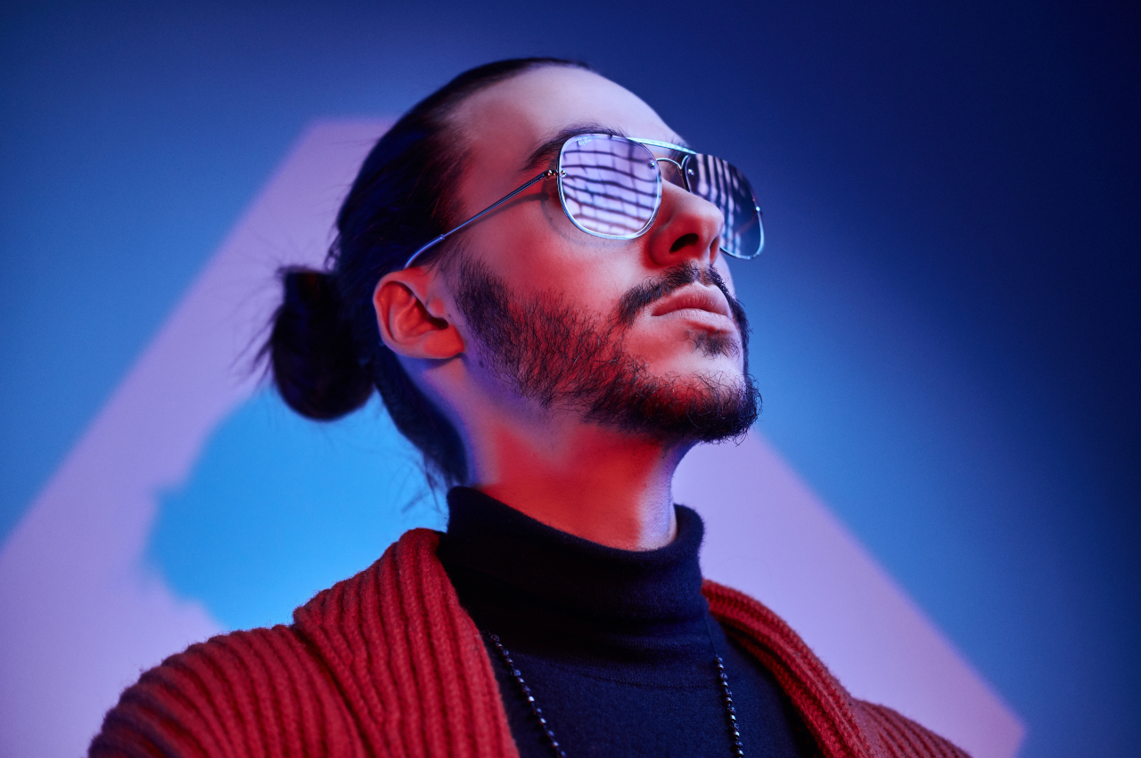 Lumina campaign portrait with reflective glasses