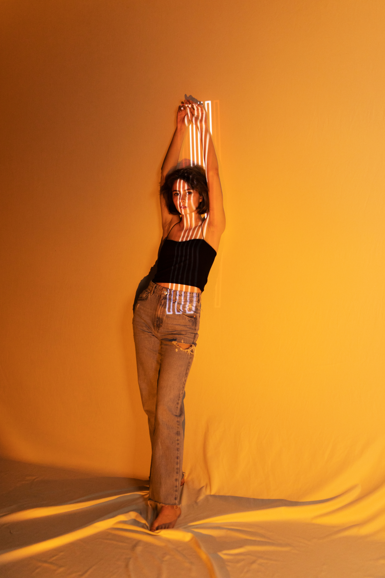 Solara campaign portrait with projected light
